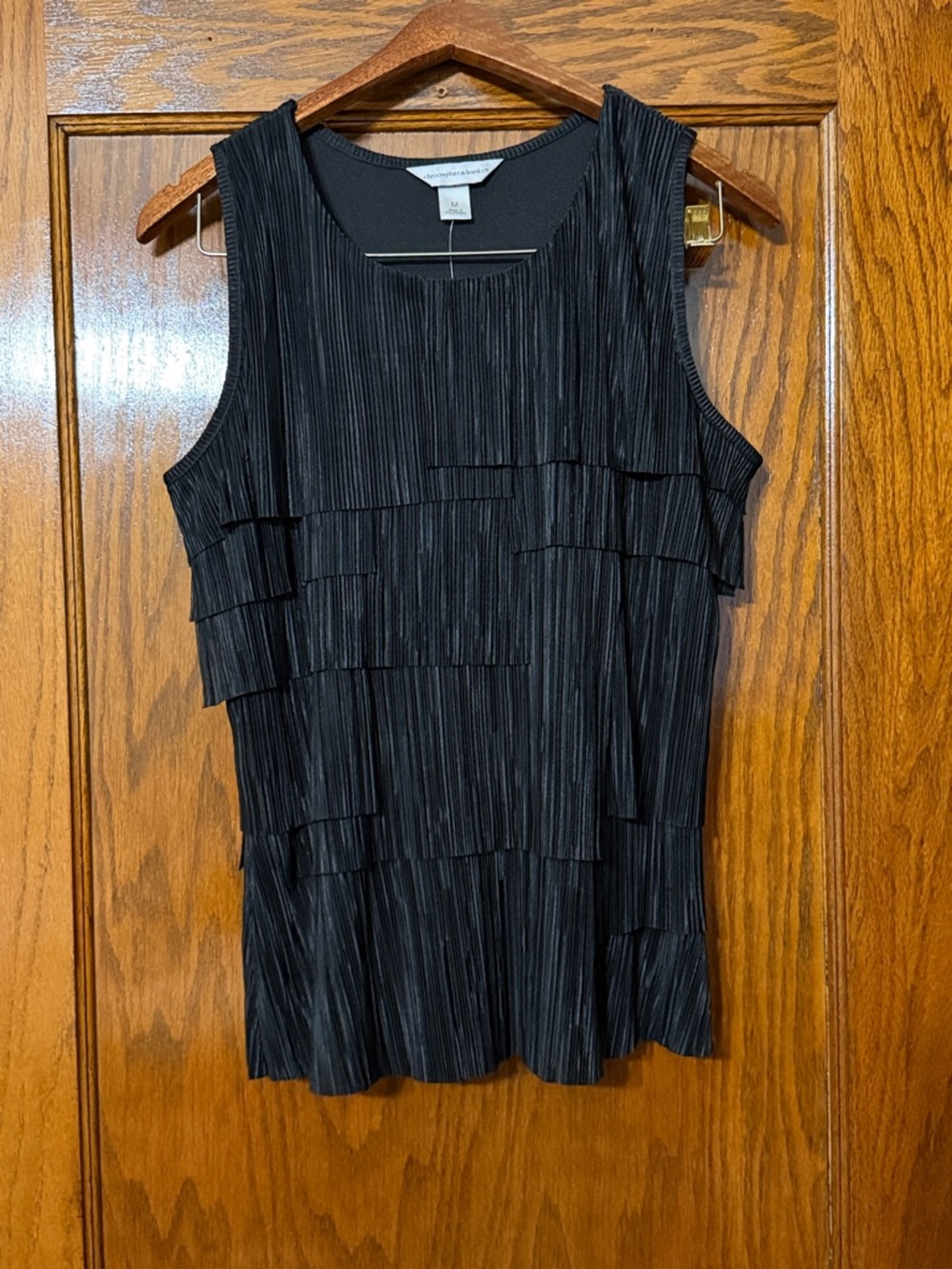Christopher & Banks Black Pleated Layered Tank